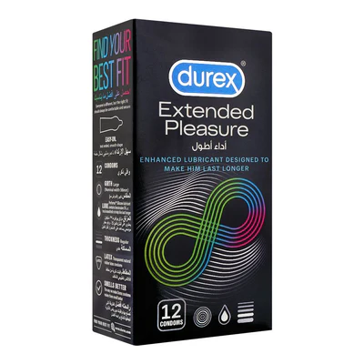 Durex Extended Pleasure Condoms, 12 Ct